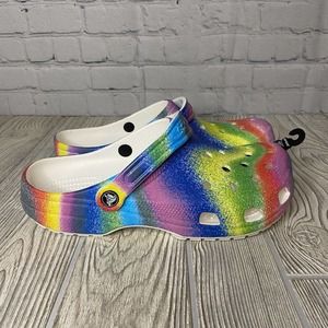 Crocs Classic Clogs Spray Dye Neon Rainbow Men’s 10 Women’s 12 NWT